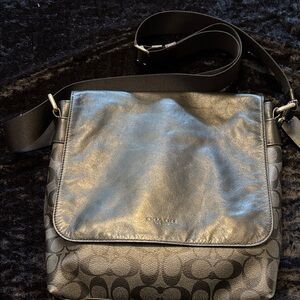 Coach Black and Gray Men's Messenger Bag
